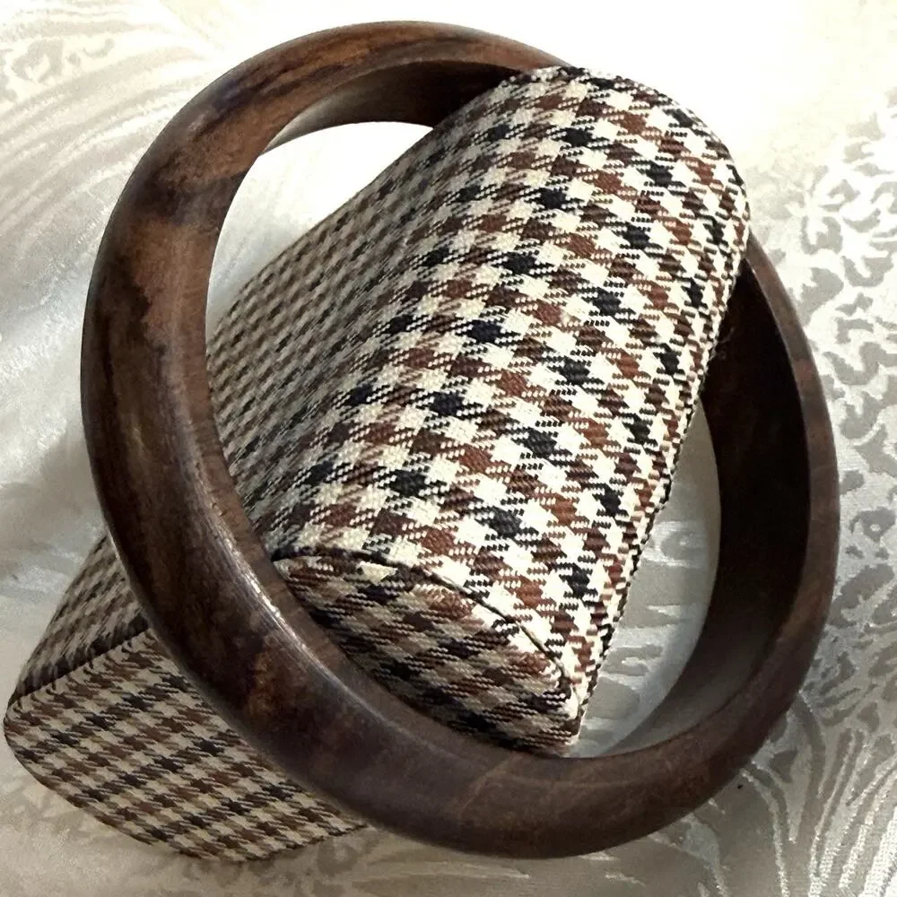 Boho Wooden Bangle Bracelet Dark Brown Natural Wood Grain Earthy Ecofriendly